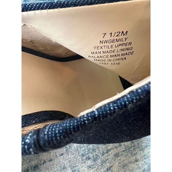 Nine West Blue Denim Gemily Block Heel Peep Toe Mules Size 7.5 - Picture 6 of 9